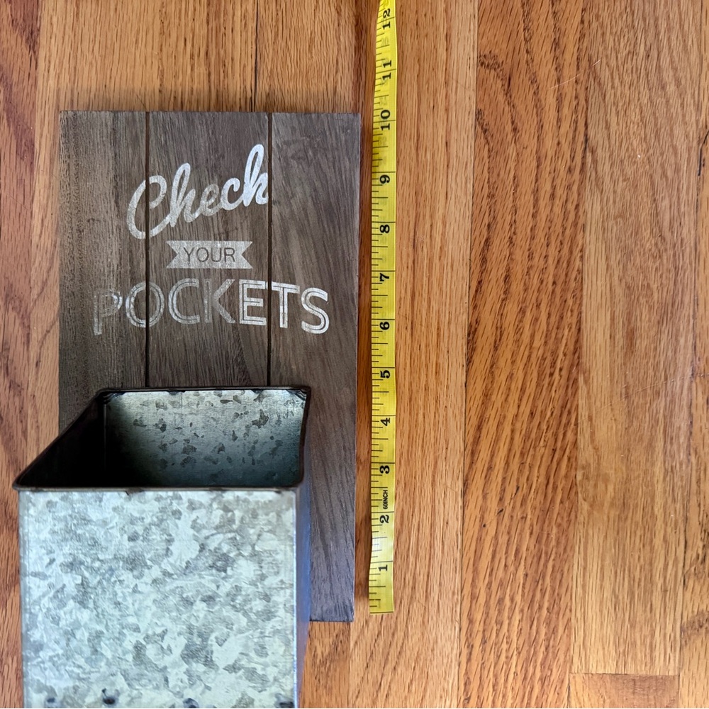 Wall Pocket Organizer for Laundry, Faux Wood & Galvanized Metal, Farmhouse - Picture 11 of 11